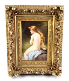 Magnificent 19th C. KPM Plaque of Nude Woman