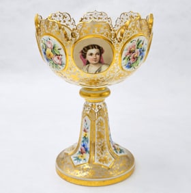 19th C. Hand Painted Bohemian Centerpiece