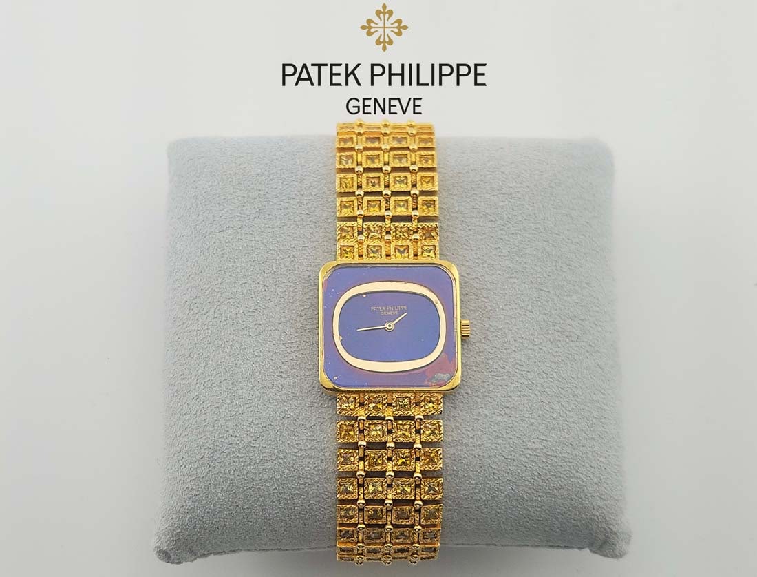 Patek Philippe 18k Yellow Gold Sapphire 25mm Watch: Patek Philippe 18k Yellow Gold Stamped 750 Sapphire Watch. 25mm