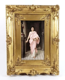 Magnificent 19th C. KPM Porcelain Plaque of Maiden