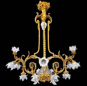 Large French Bronze 14-Lights Chandelier