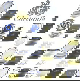 Christofle Porcelain Ocean & Byzantium Blue Service, 36 Pieces