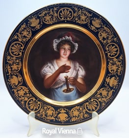 19th C. Royal Vienna Porcelain 'Girl With A Candlestick' Portrait Plate