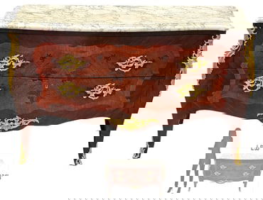 19th Century Louis XV Style Bronze Marquetry Commode