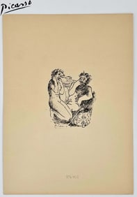 Picasso 'Escultor Y Modelo Arrodillada' Etching Lithography Print, Signed