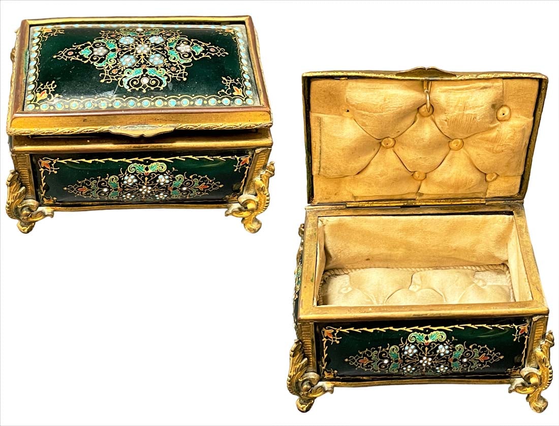 19th C. French Bronze & Enamel Jeweled box (1 of 5)