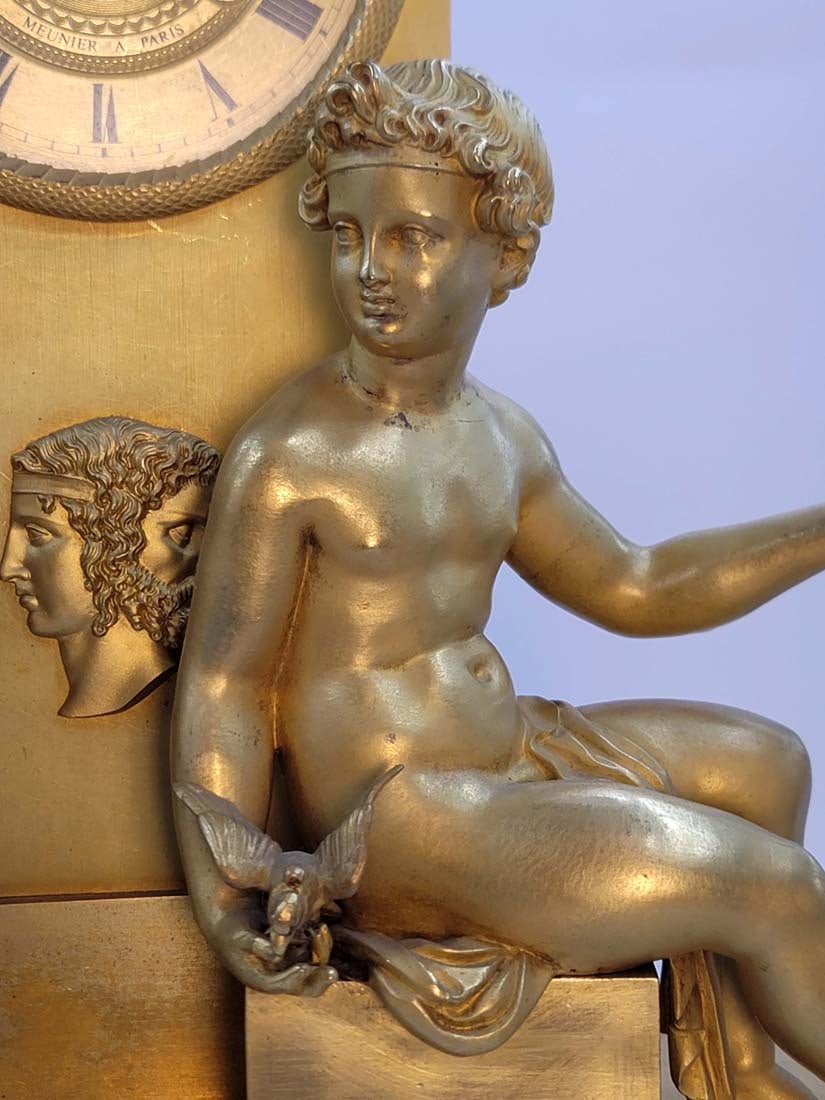 19th C. Figural Empire Bronze Clock - 11