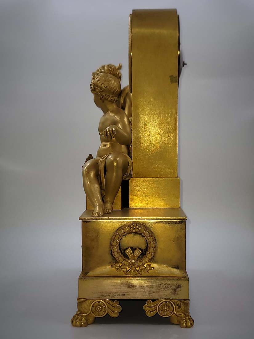 19th C. Figural Empire Bronze Clock - 5
