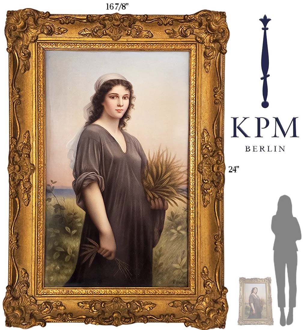 Large 19th C. KPM 'Een Tegel Met Voorstelling Van Ruth' Porcelain Plaque Signed By R Dittrich: Large 19th C. KPM 'Een Tegel Met Voorstelling Van Ruth' Porcelain Plaque Signed By R Dittrich. Plaque: 11 1/2" x 19" \ Frame: 24" x 16 7/8"
