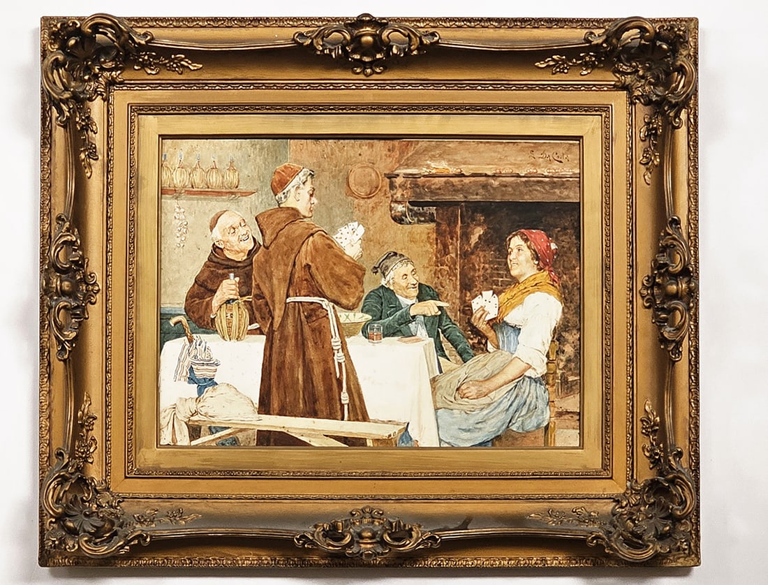 19th C. Watercolor Painting Signed By S Da Costa (1 of 8)