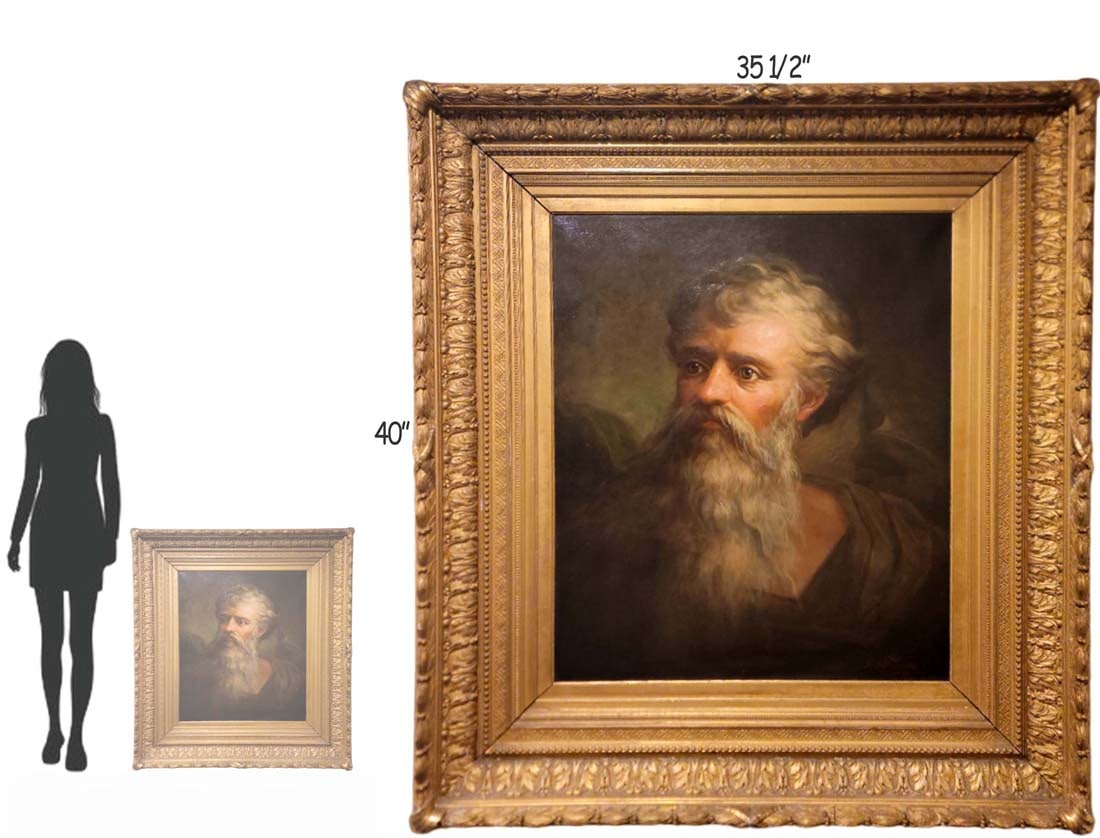 19th C. Oil On Canvas Judaica Portrait Of Abraham, Signed By H.I. Thompson 1877 (1 of 9)