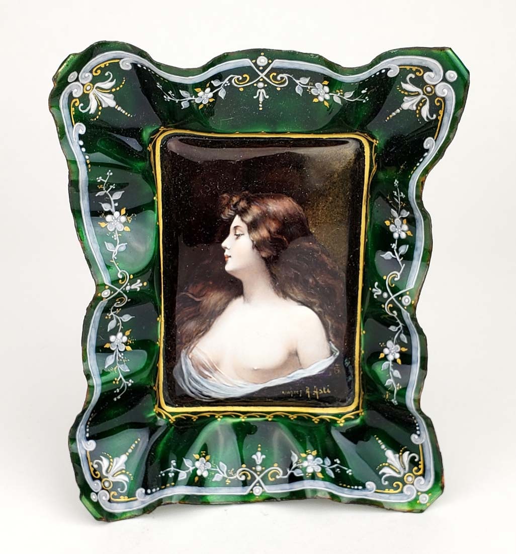 19th C. Limoges Enamel Tray Signed (1 of 5)