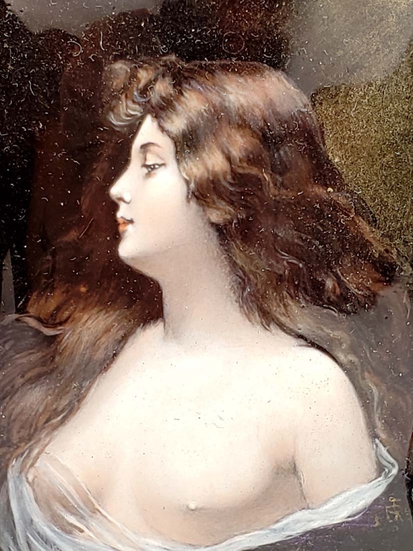 19th C. Limoges Enamel Tray Signed - 2