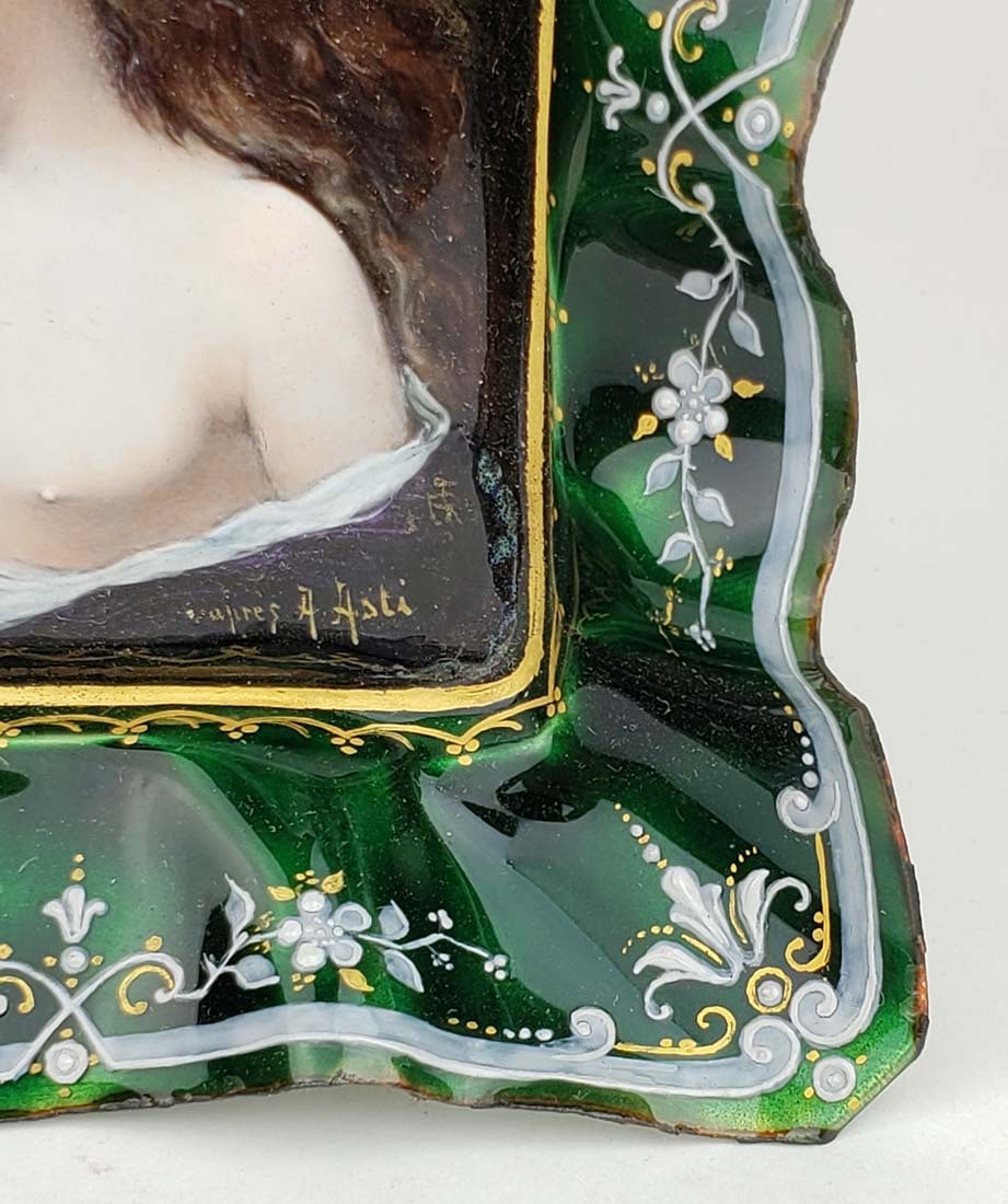 19th C. Limoges Enamel Tray Signed - 3