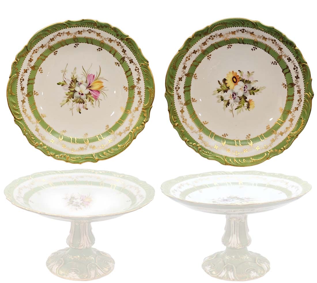 Pair Of 19th C. French Botanical Pedestal Cake Plates (1 of 9)