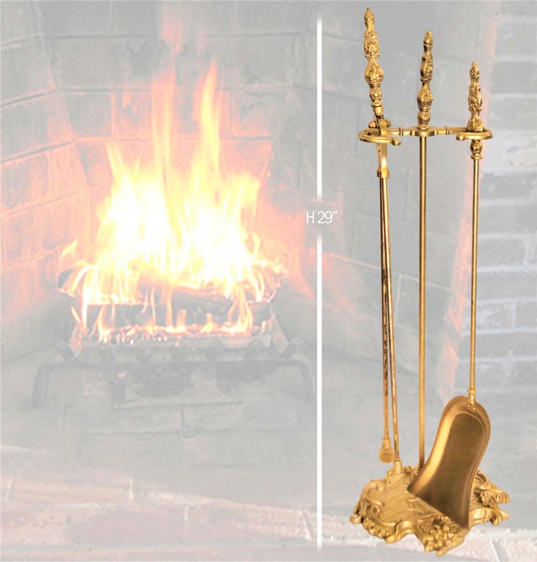 19th C. French Bronze Napoleon Fireplace accessory tools set: 19th C. French Bronze Napoleon Fireplace accessory tools set. H 29' x W 10 1/2"