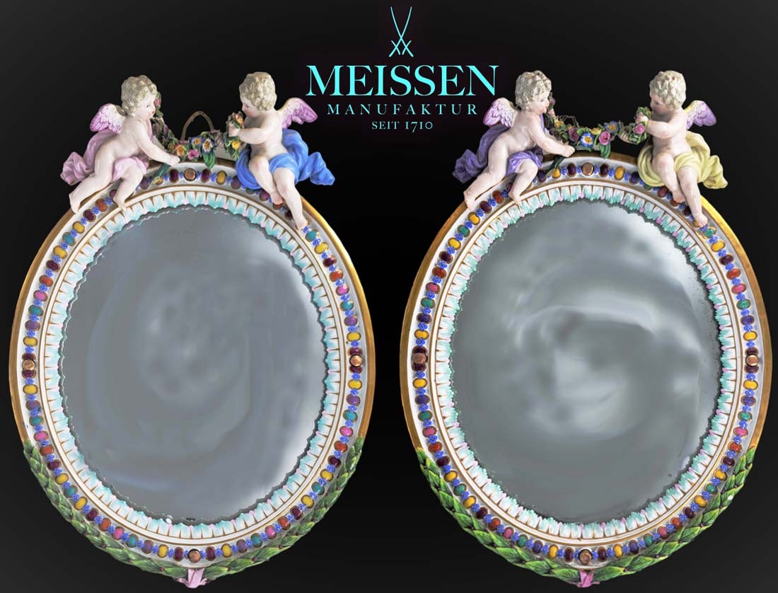Pair Of 19th C. Figural Meissen Mirror (1 of 13)