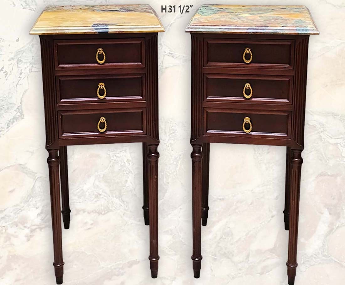 Pair Of Louis XVI Style Marble Top Side Tables (1 of 12)