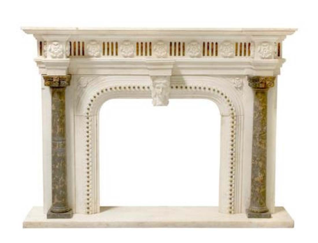 A Neoclassical Style Multicolor Marble Fireplace Mantle (1 of 1)