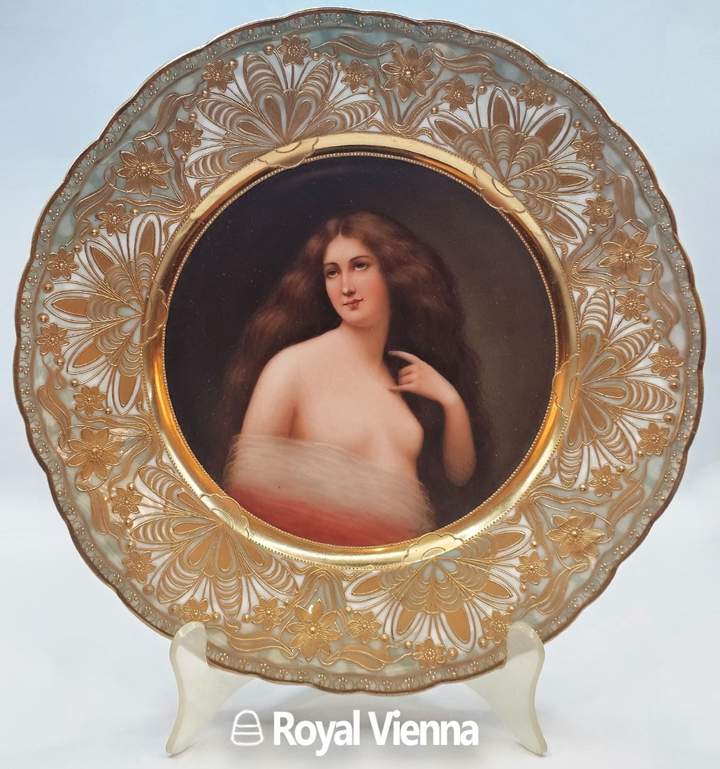 19th C. Royal Vienna Jeweled Porcelain Portrait Plate (1 of 7)