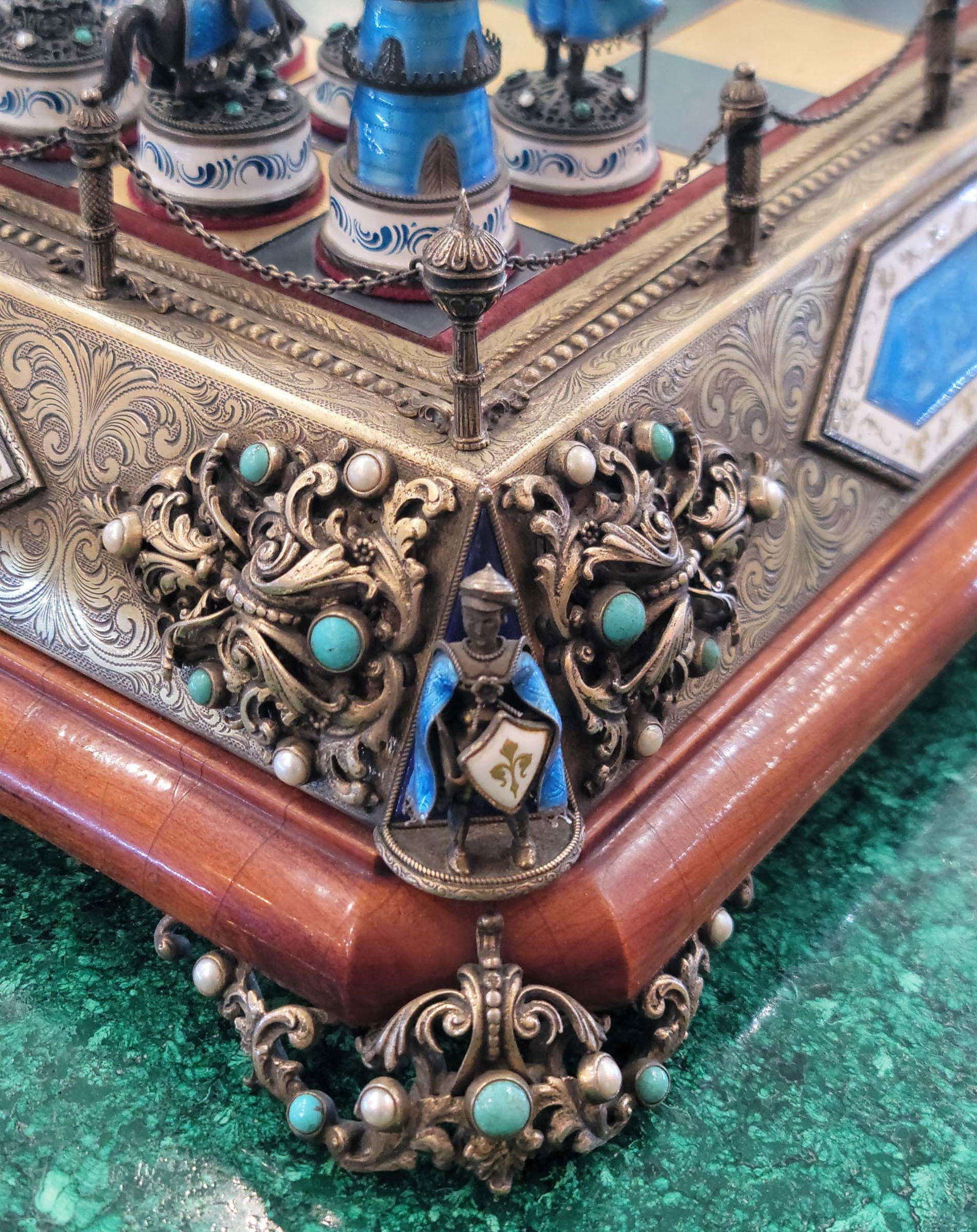 Viennese Silver Enamel Austrian Chess Set - 2