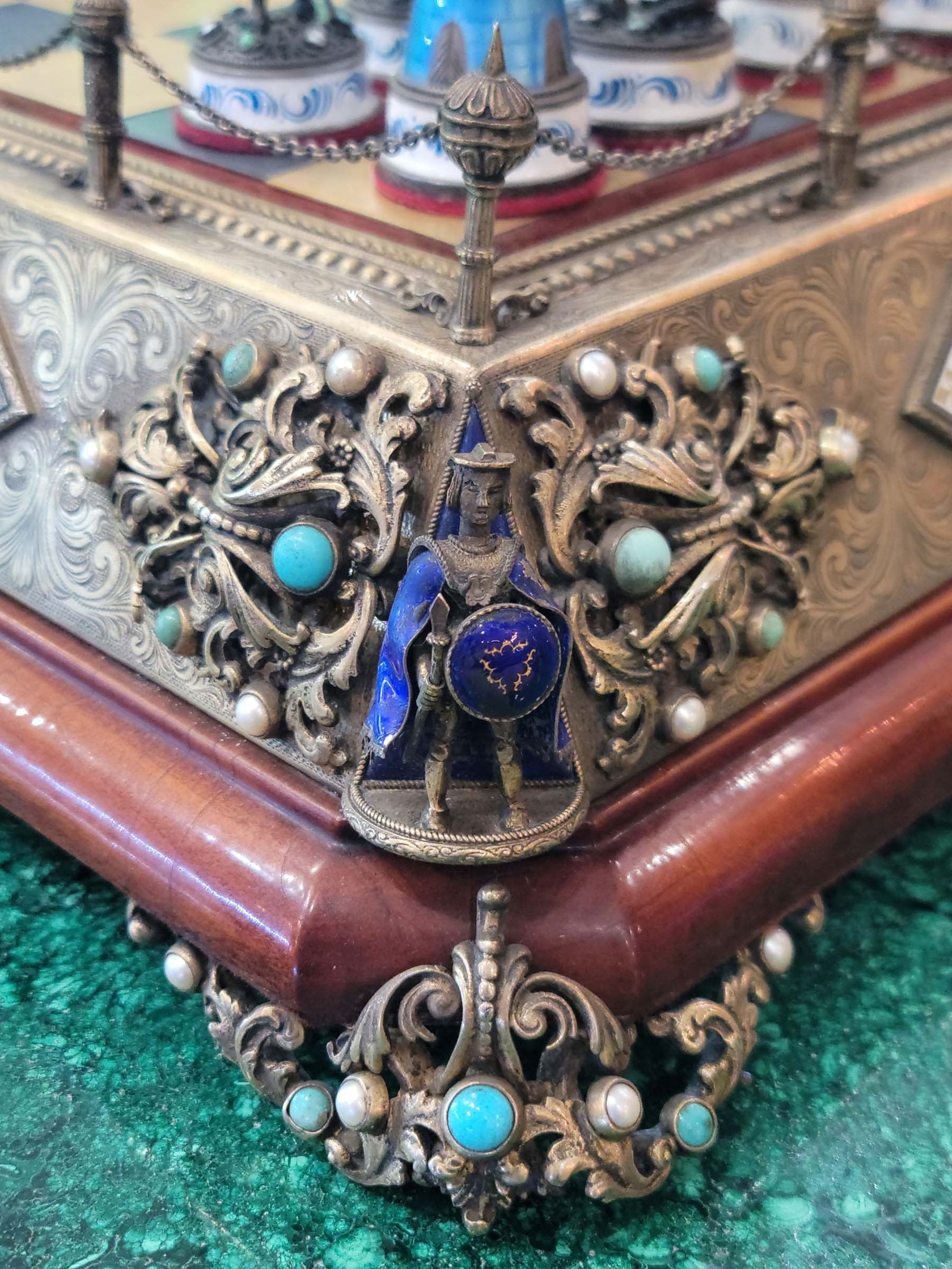 Viennese Silver Enamel Austrian Chess Set - 4