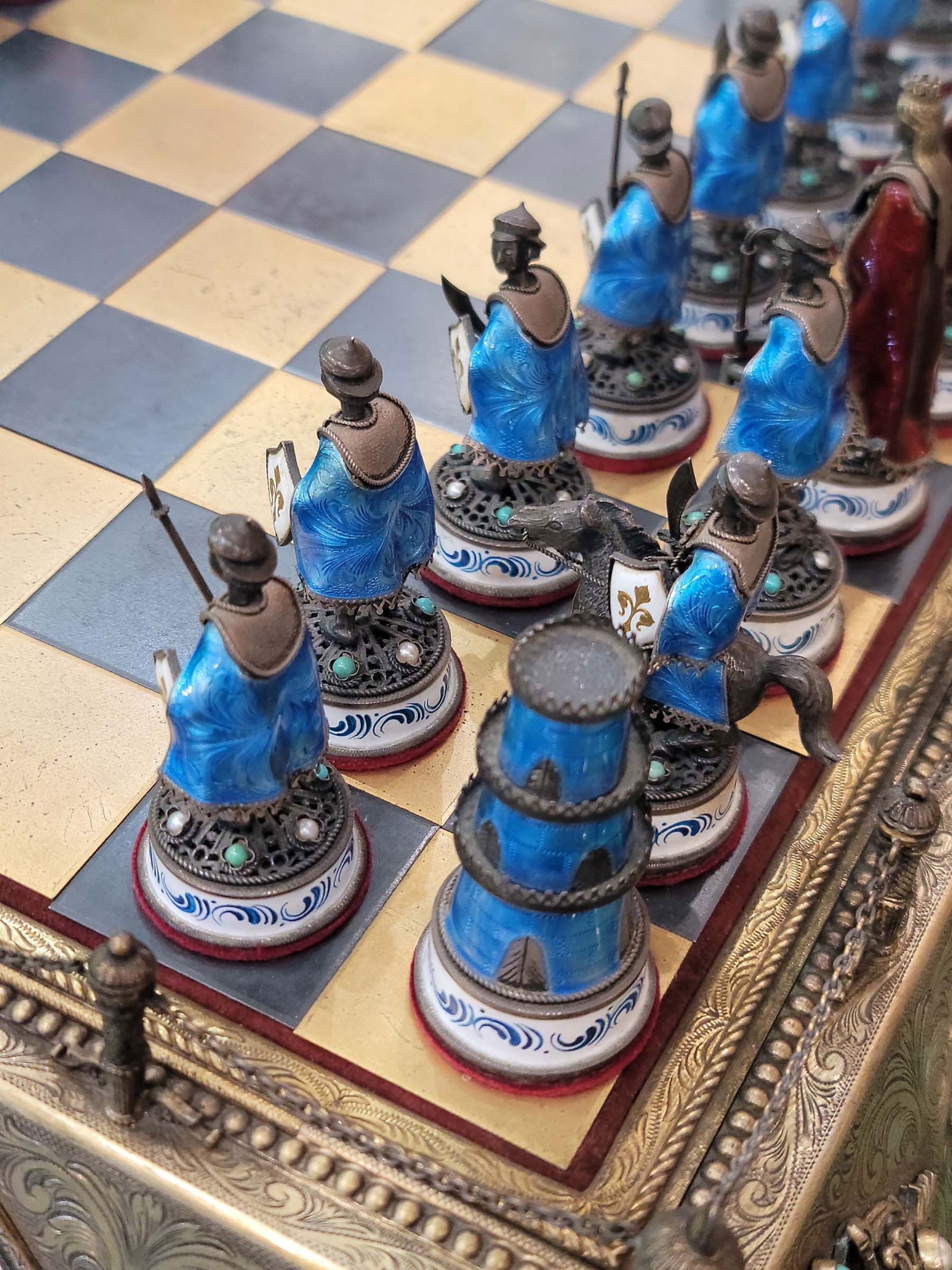 Viennese Silver Enamel Austrian Chess Set - 5