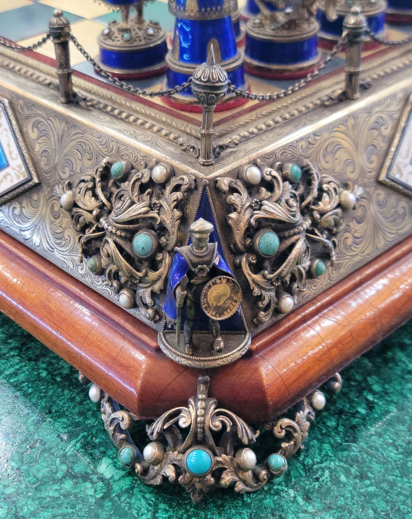 Viennese Silver Enamel Austrian Chess Set - 6