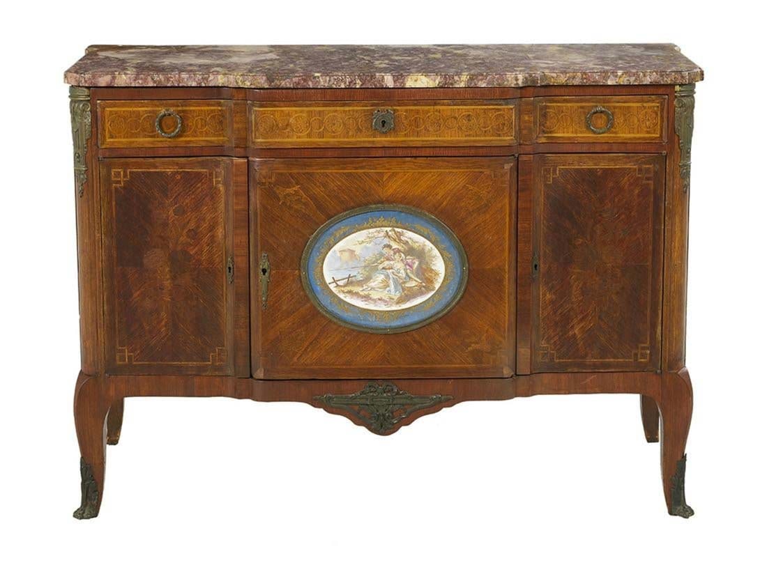 Late 19th C. Louis XVI Style Ormolu mounted Marble top Commode (1 of 2)