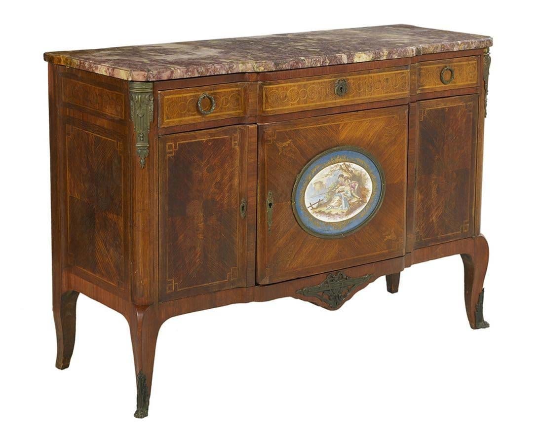 Late 19th C. Louis XVI Style Ormolu mounted Marble top Commode - 2