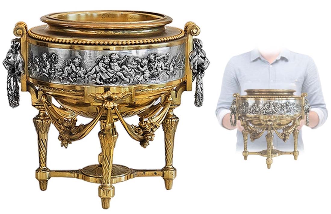 19th C. French Bronze Figural Jardiniere Vase (1 of 12)