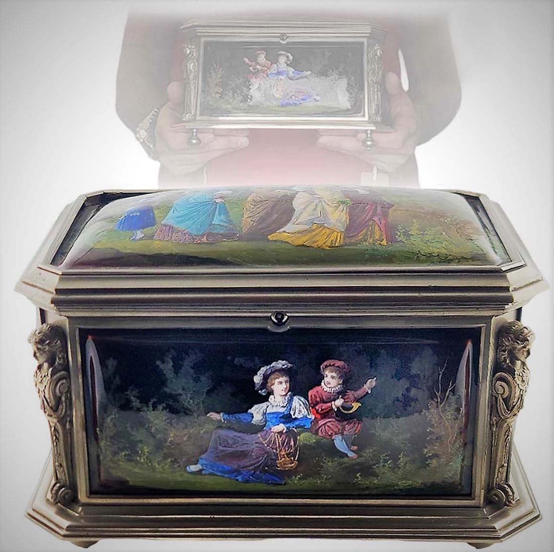 19th C. Enamel On Copper Austrian Jewelry Box (1 of 10)