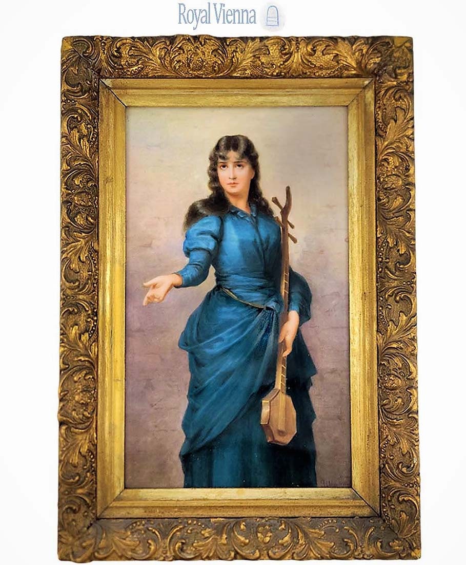 19th C. Royal Vienna Porcelain Plaque: 19th C. Royal Vienna Porcelain Plaque. Frame: 9 1/8" x 13 1/2" \ Plaque: 6 1/2" x 10 1/2"
