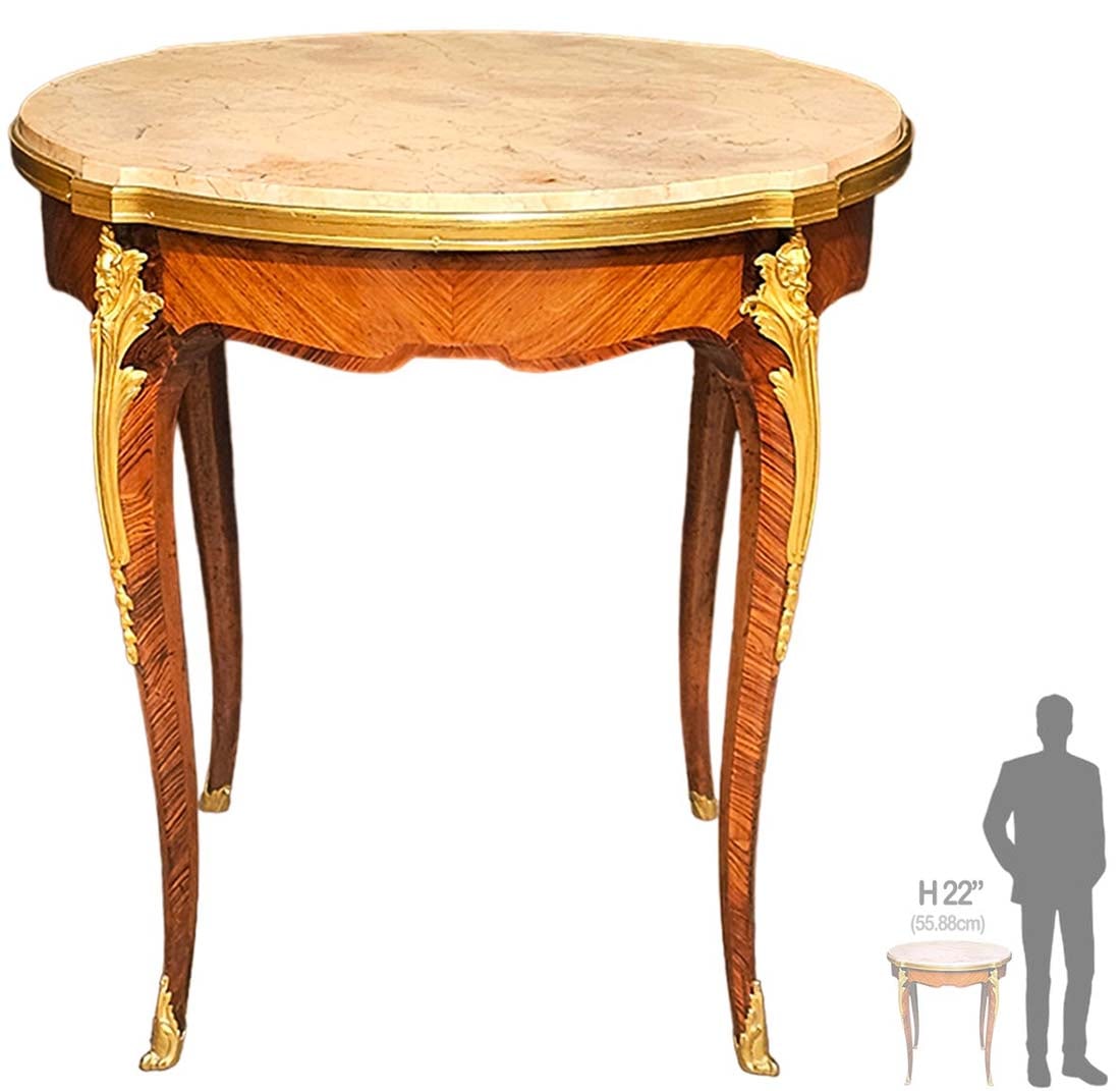 19th C. French Bronze Mounted Top Marble Side Table (1 of 8)