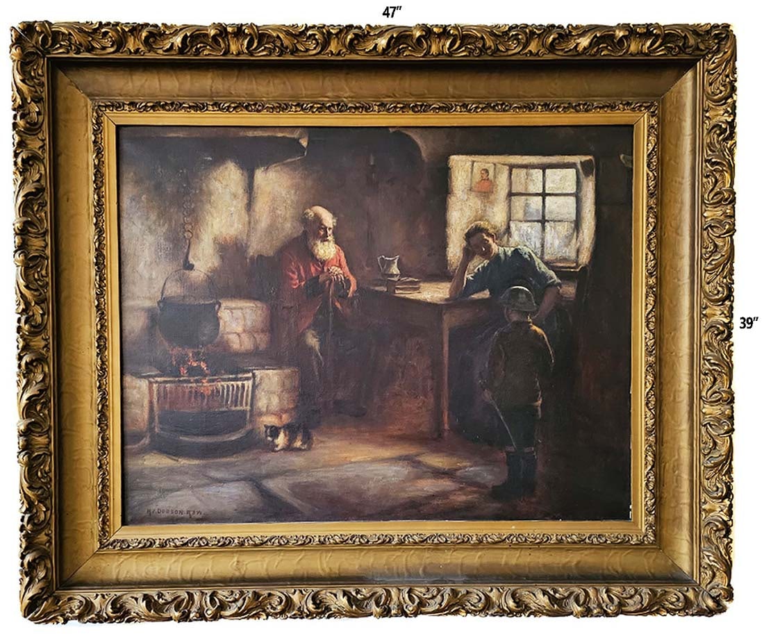 Large Henry John Dobson (British, 1858-1928) Oil On Canvas Painting (1 of 6)