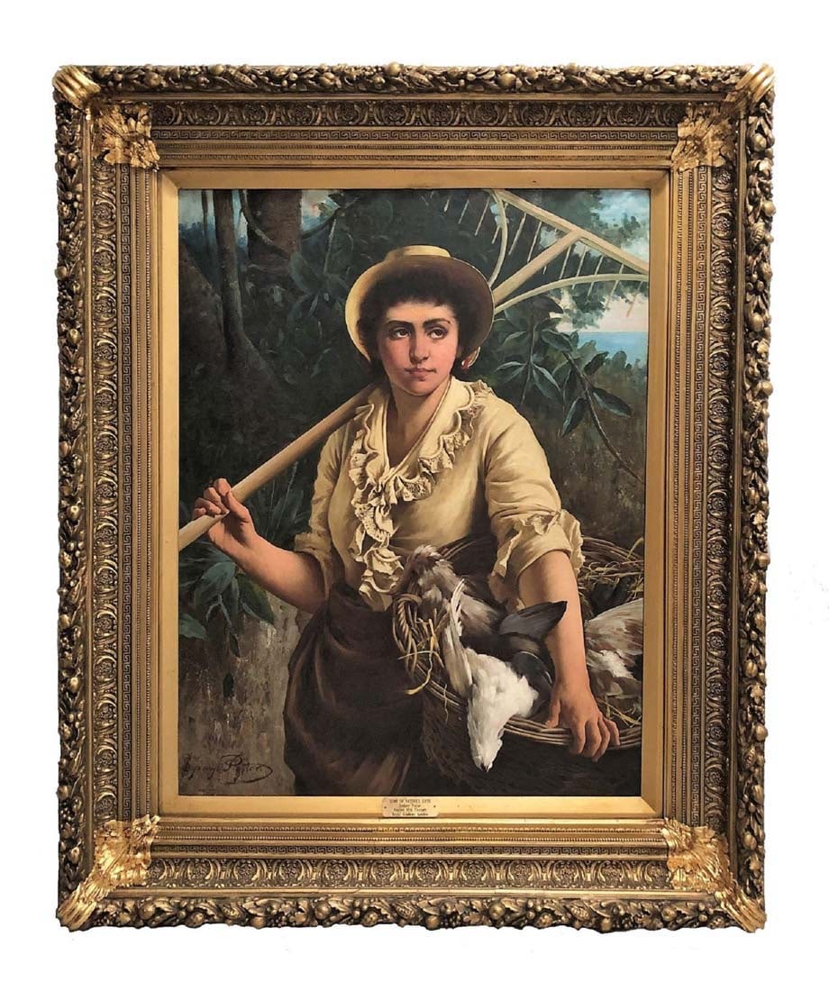 Sydney Potter (1883-1890 British) "Some of Nature's Gifts" Oil on Canvas: Sydney Potter (1883-1890 British) "Some of Nature's Gifts" Oil on Canvas. Signed on lower left. The frame measures 60 1/4" x 50" and the canvas measures 44 1/8" x 44"