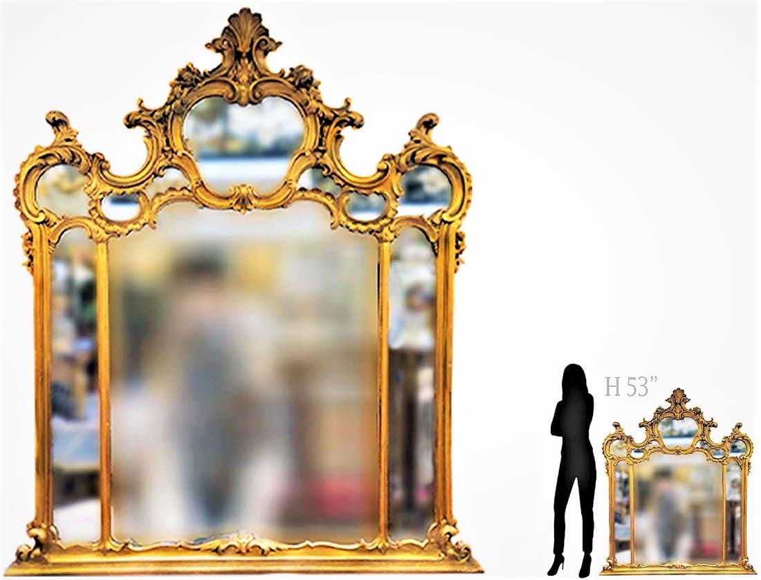 Large 19th C. Gilt Wood Over Mantel Wall Mirror (1 of 7)