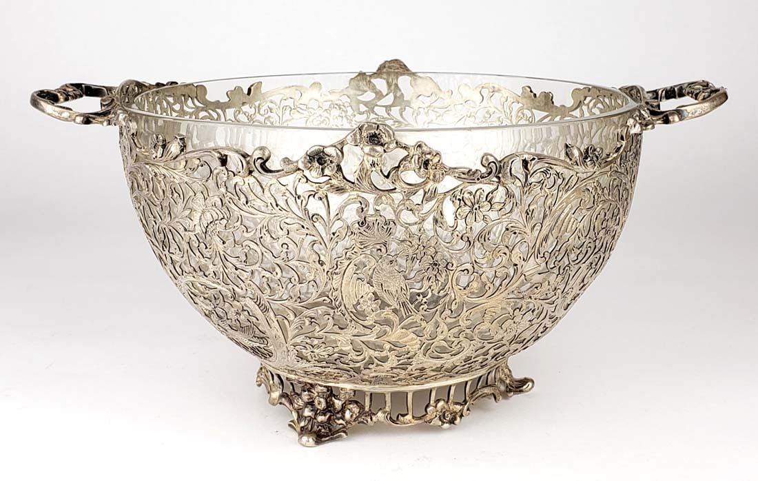 19th C. Continental German Silver & Glass Handmade Centerpiece (1 of 5)