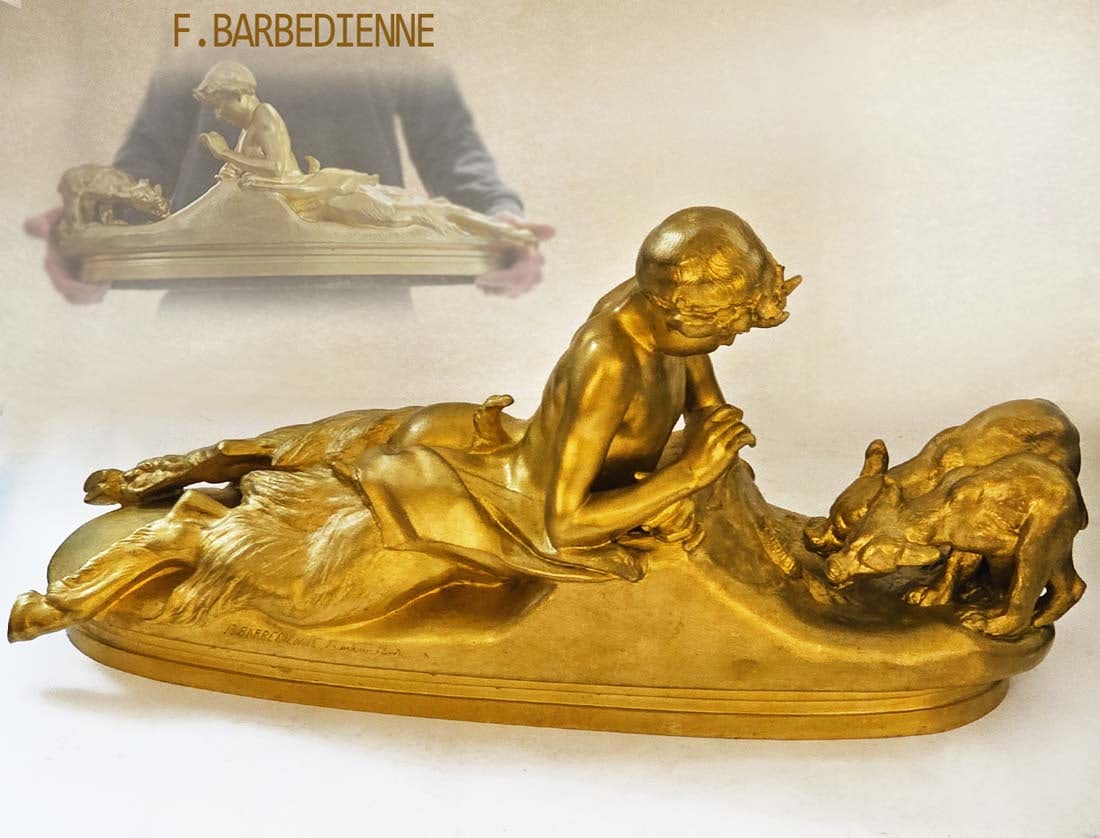 Large Figural Group Bronze F. Barbedienne Sculpture Signed By L. Fremiet (1 of 12)