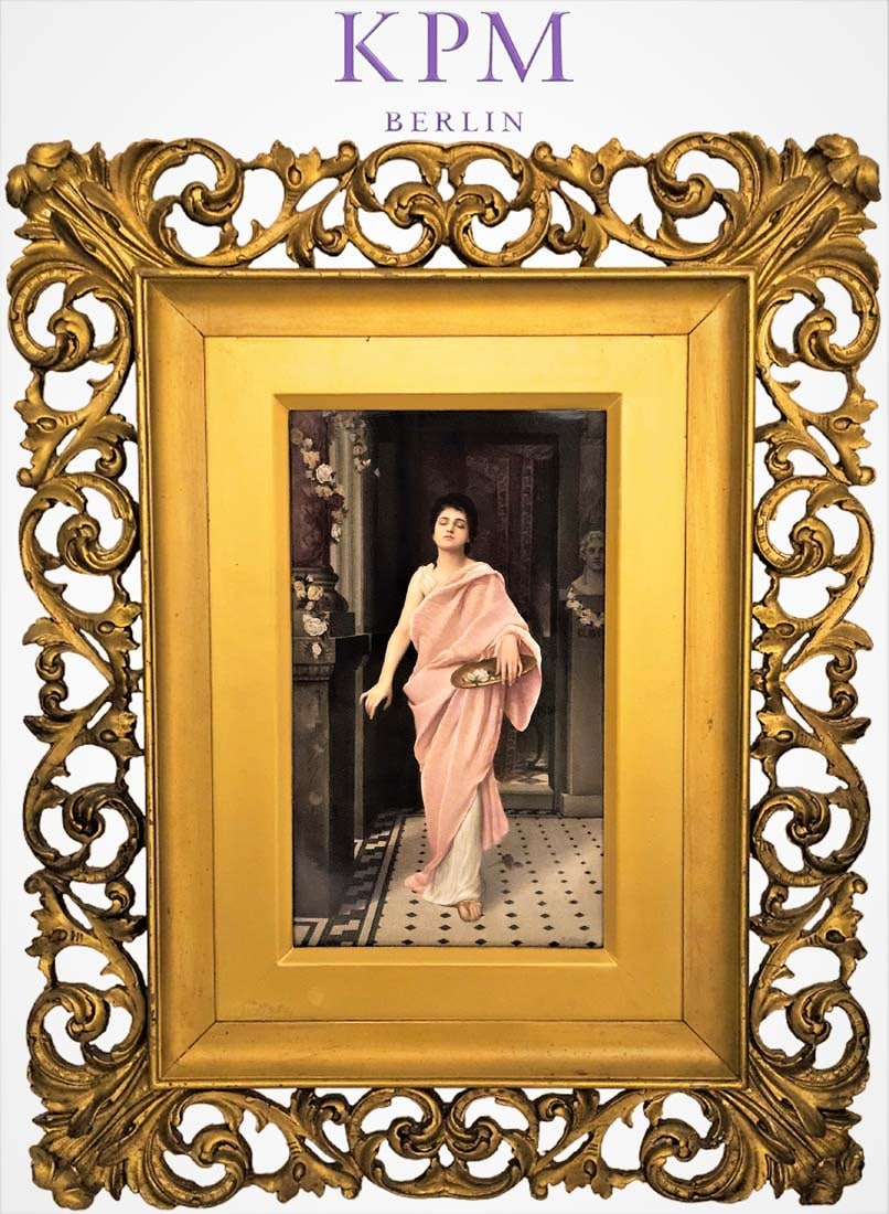 19th C. KPM Berlin Painted Porcelain Plaque Of Maiden (1 of 6)