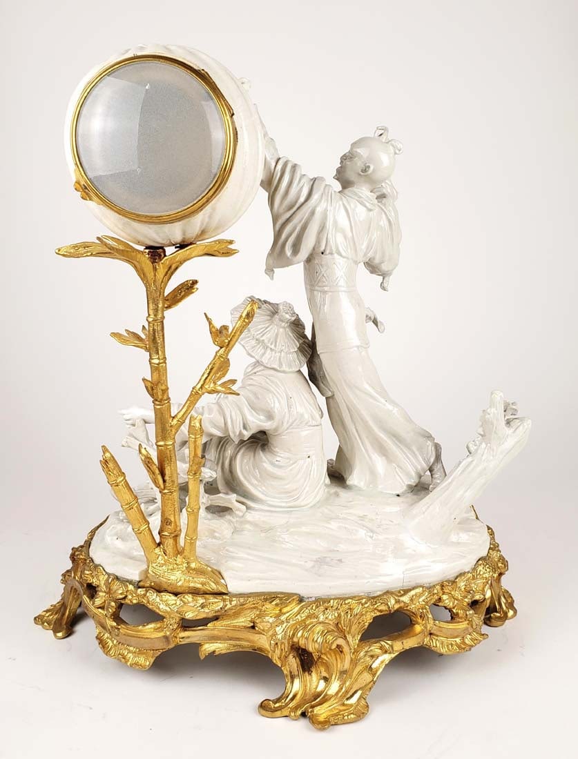 19th C. French Chinoiserie Bisque & Bronze Figural Clock - 3
