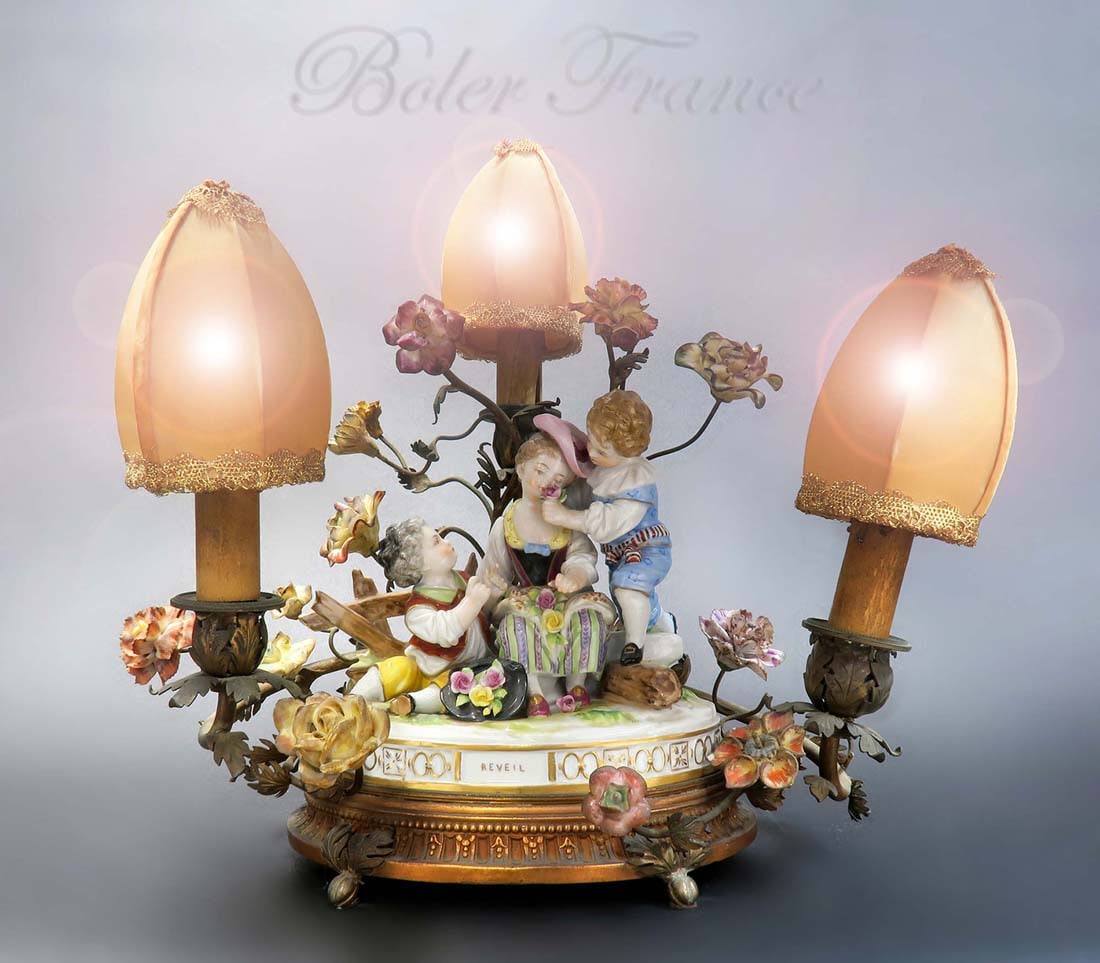 19th Century Boler France Porcelain And Gold Gilt Lamp (1 of 9)