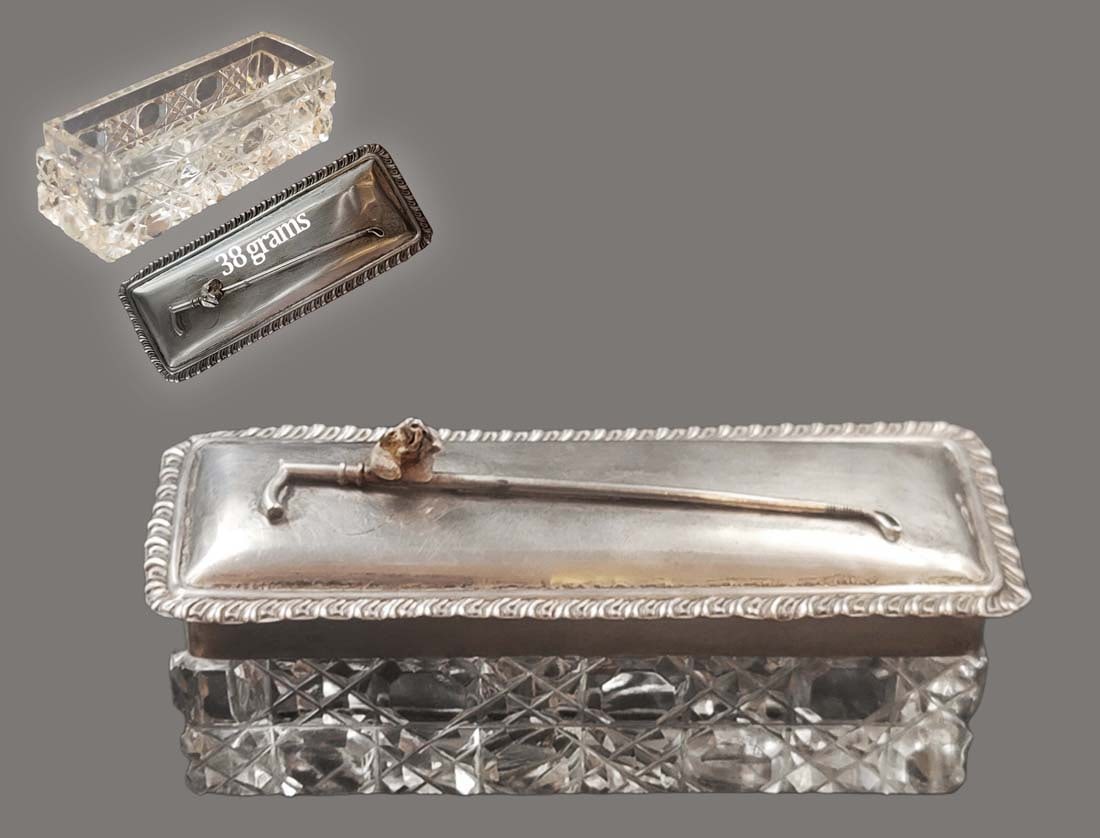 19th C. Levi & Salaman Silver & Crystal Snuff Box (1 of 7)