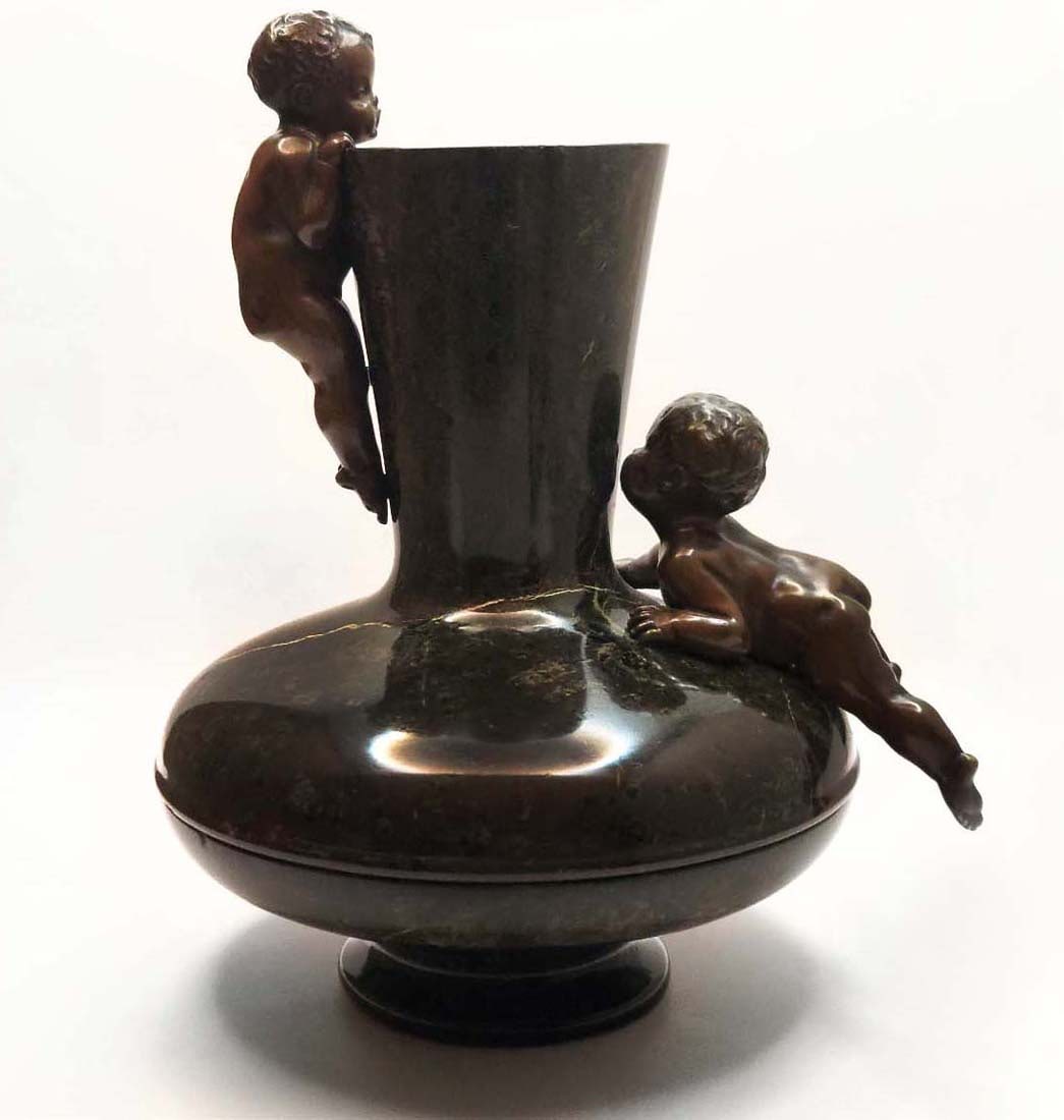 19th C. French Marble Bronze Figural Mounted Vase (1 of 9)