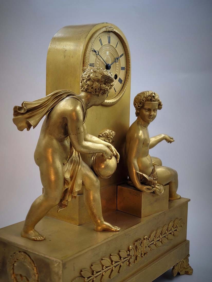 19th C. Figural Empire Bronze Clock - 4