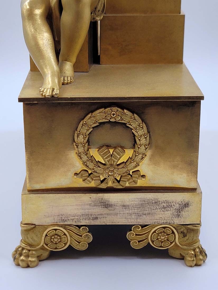 19th C. Figural Empire Bronze Clock - 6