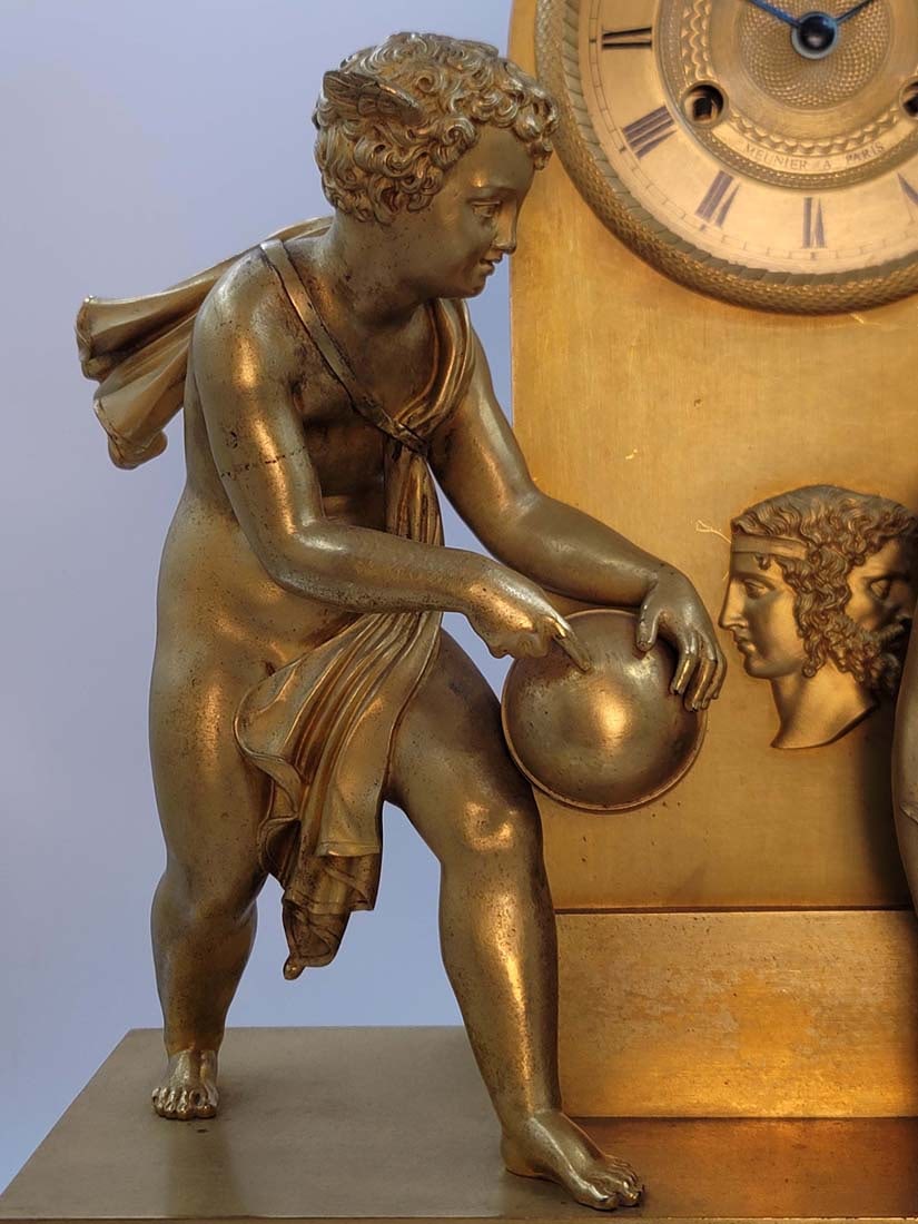 19th C. Figural Empire Bronze Clock - 8
