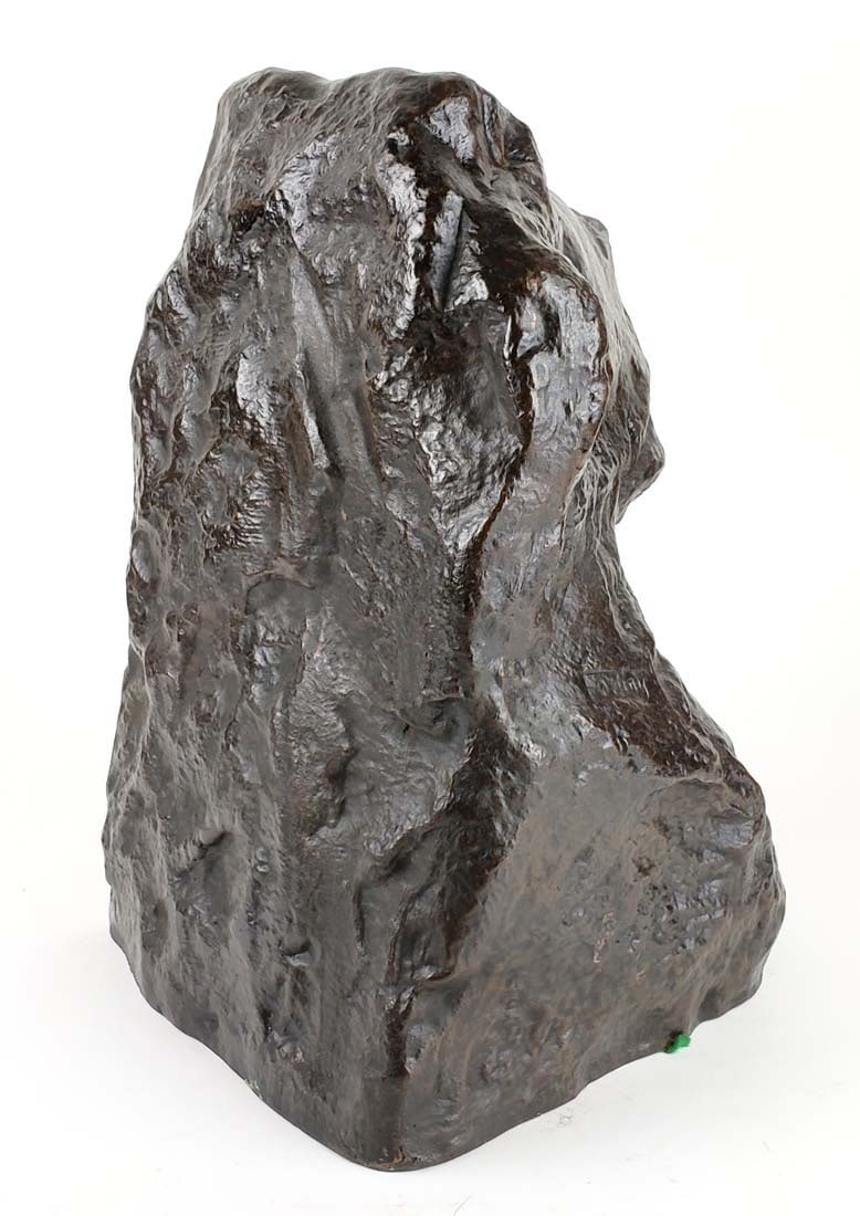 19th C. Bronze Statue "Face on Stone" Signed - 6