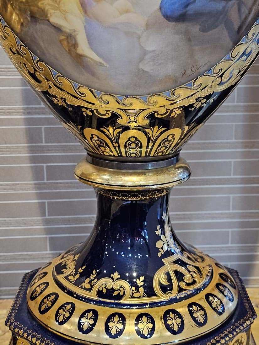 Large Signed Pair Of 19th C. Royal Vienna Urns - 7