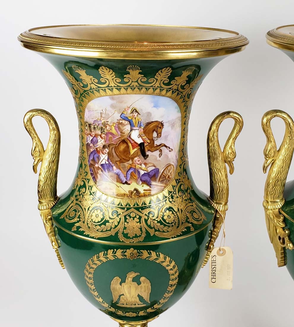 Magnificent Large Pair of 19th C. Sevres Porcelain Urns - 2